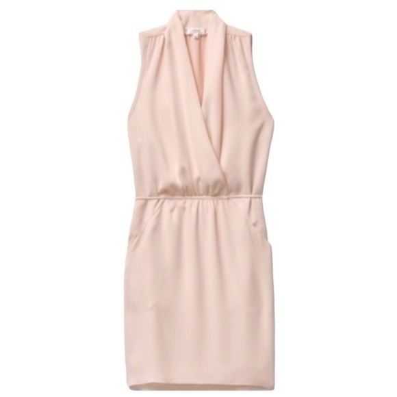 Aritzia Wilfred Pink V Neck Belted Sleeveless Sabine Dress Sheath Size Small - Picture 3 of 14